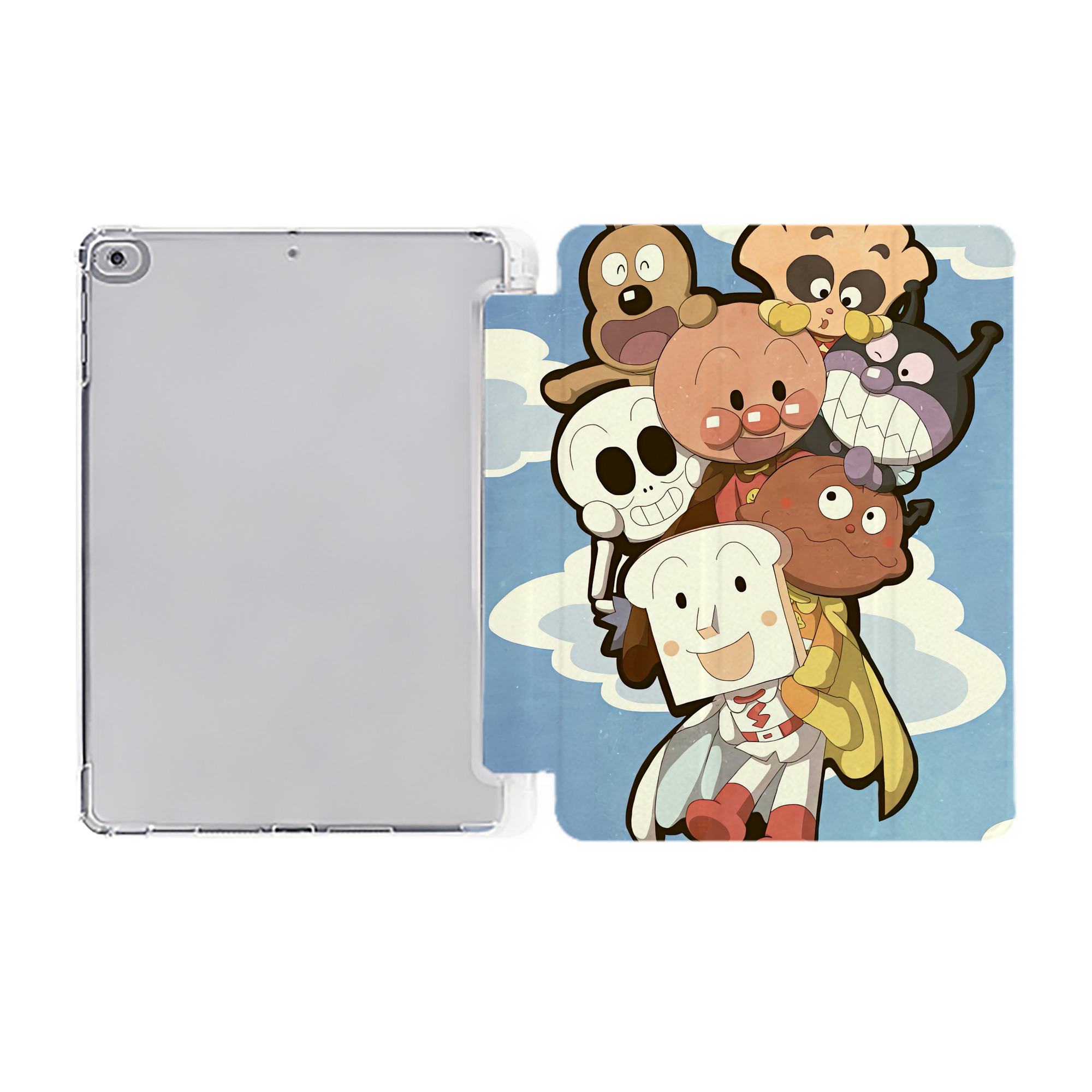 （画像用） アンパンマン Anpanman IPad ケース ペン収納付き 三つ折りスタンド PUレザー×シリコン 対応機種9.5/10.5/10.9インチ